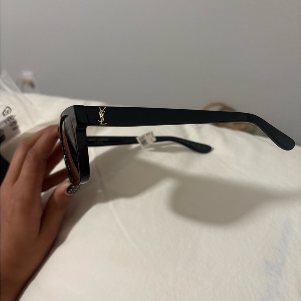 Saint Laurent Black Sunglasses with Gold YSL Accent